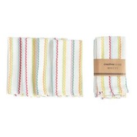 18" Square Woven Cotton Striped Napkins, Multi Color, Set of 4