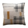 Creative Co-Op 20" Square Woven Cotton & Wool Patchwork Pillow, Black & Mustard Color