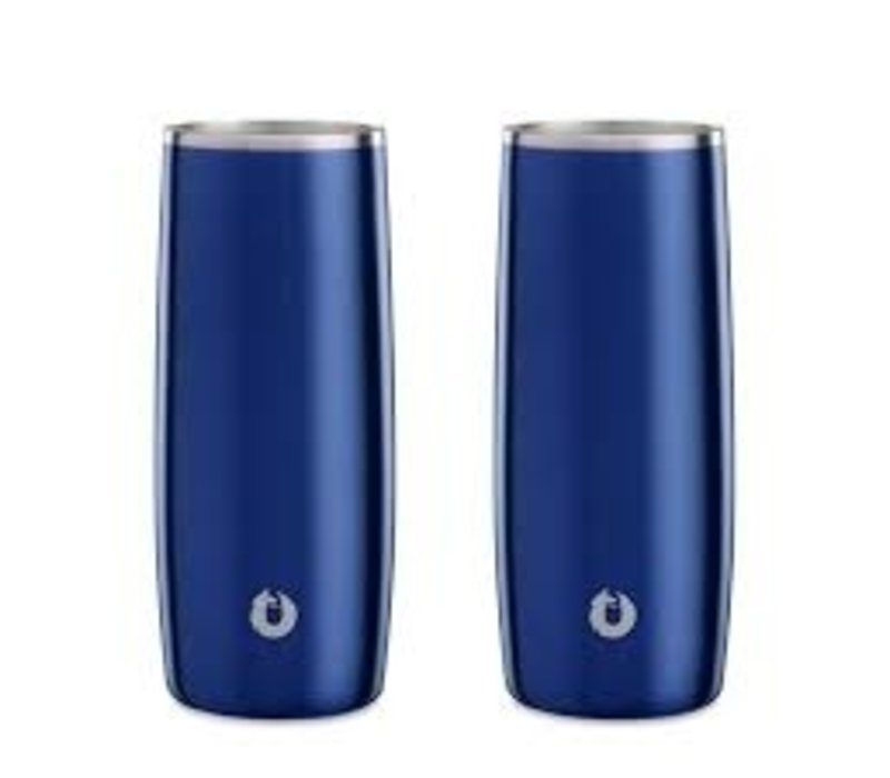 Stainless Steel Highball Glass, Set of 2 - Navy Blue