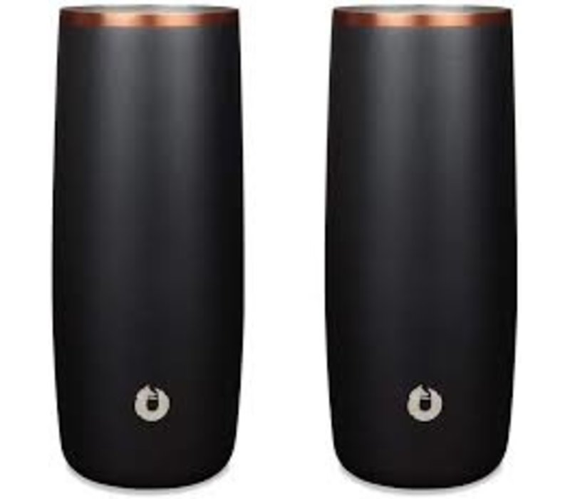 Stainless Steel Highball Glass, Set of 2 - Black/Gold