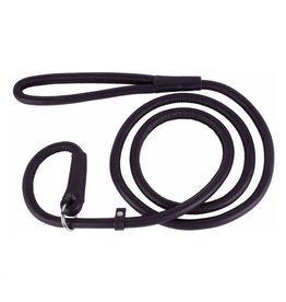 Collar Soft Round Leather Slip Lead Black