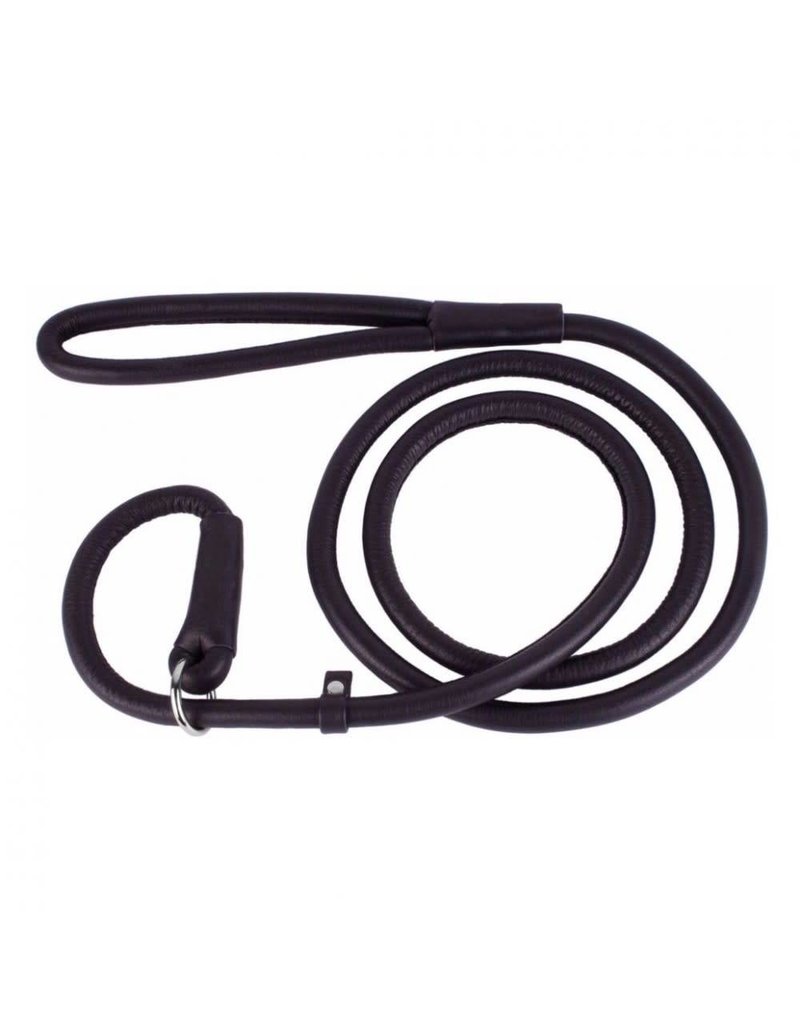 Collar Soft Round Leather Slip Lead Black