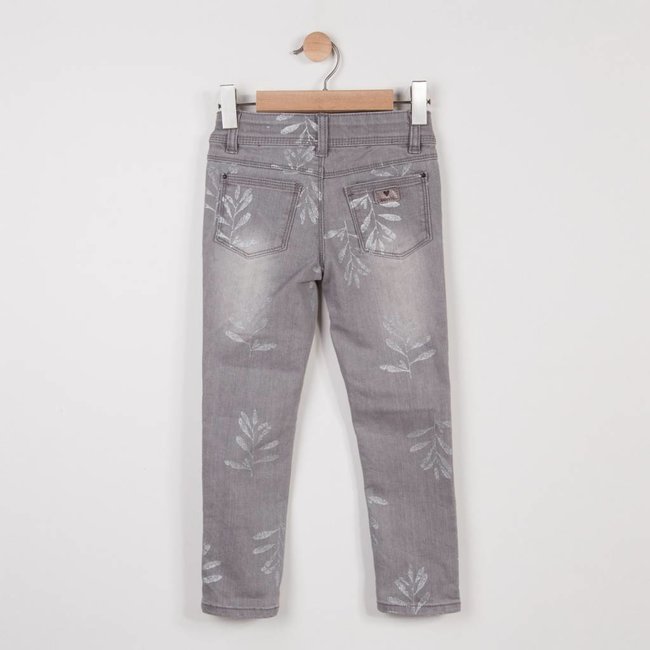 CATIMINI SLIM GREY DENIM JEANS WITH SILVER PATTERNS