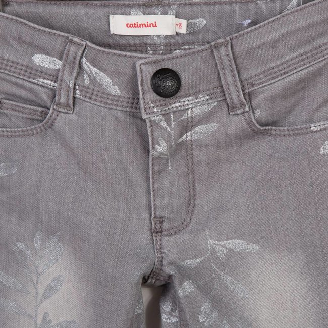CATIMINI SLIM GREY DENIM JEANS WITH SILVER PATTERNS