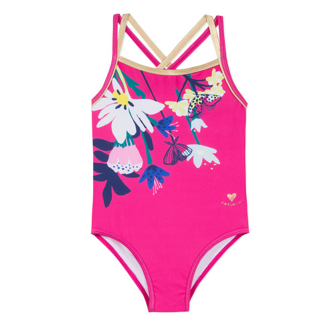CATIMINI 1-PIECE SWIMSUIT WITH A PLANT PRINT