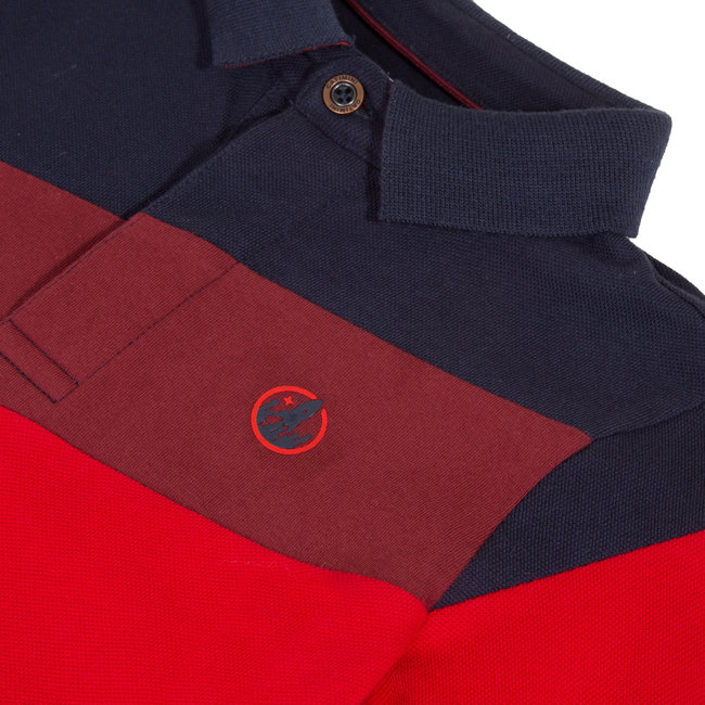 CATIMINI Jersey and piqué polo in red and navy colour blocks
