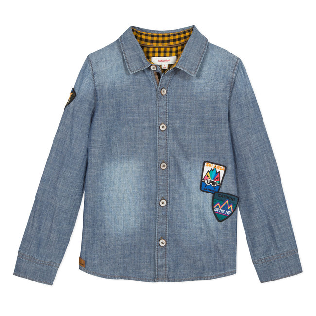 denim shirt with badges