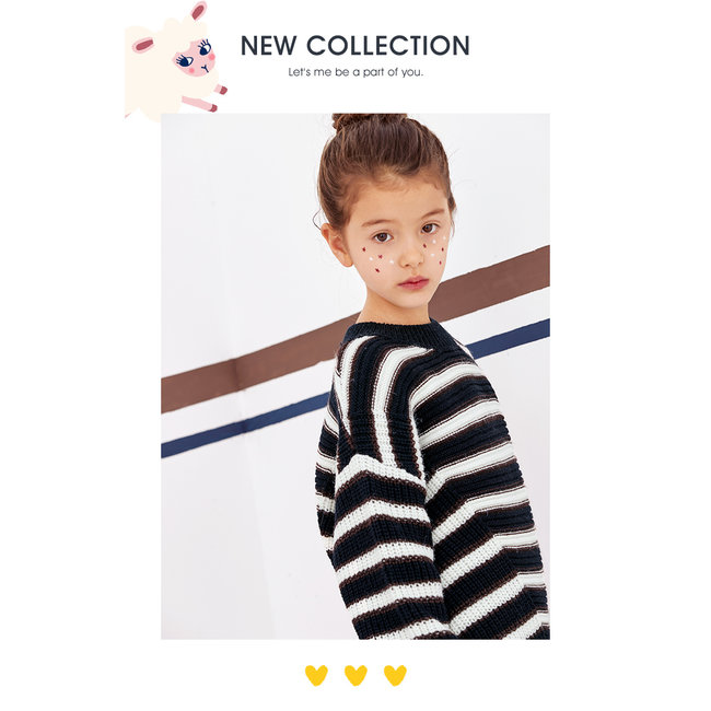 CATIMINI Girls' copper striped knitted sweater