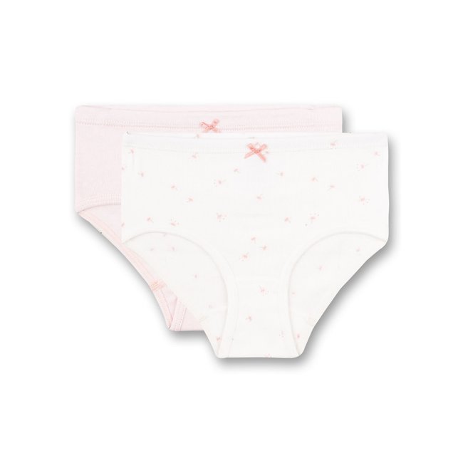 SANETTA Girls' hipster (double pack) pink and white Flowers and Butterflies