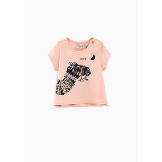 IKKS Baby girls’ pink organic cotton T-shirt with camel graphic