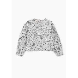 IKKS GIRLS’ MEDIUM GREY MARL ROCK DRAWING SWEATSHIRT