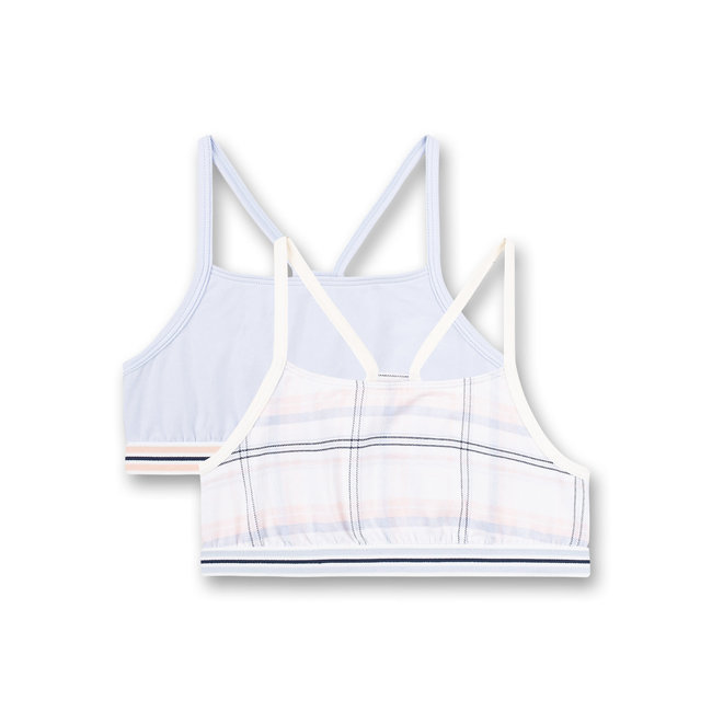 SANETTA Girls bustier (double pack) checkered and light blue