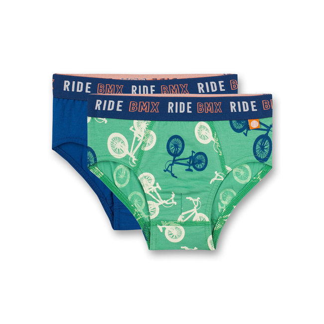 SANETTA Boys briefs (double pack) green and blue BMX