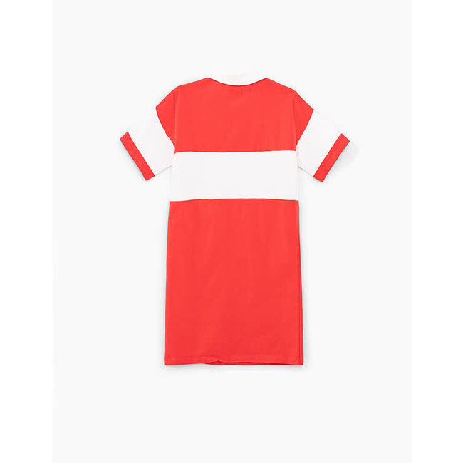 IKKS GIRLS’ MEDIUM RED SLOGAN POLO SHIRT DRESS