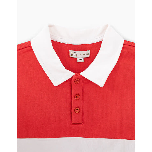 IKKS GIRLS’ MEDIUM RED SLOGAN POLO SHIRT DRESS