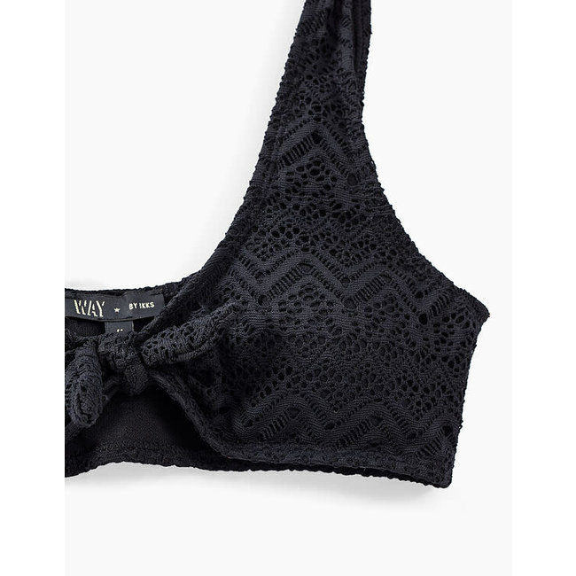 IKKS GIRLS’ BLACK LACE 2-PIECE SWIMSUIT