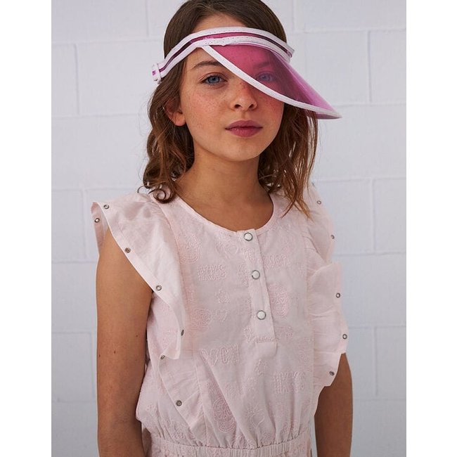 IKKS GIRLS’ LIGHT PINK BLOUSE WITH RUFFLES AND EMBROIDERY