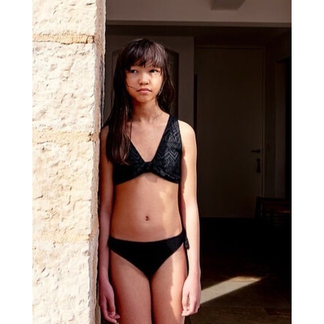 IKKS GIRLS’ BLACK LACE 2-PIECE SWIMSUIT