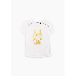 GIRLS' OFF-WHITE T-SHIRT WITH GOLD SLOGAN | IKKS Canada