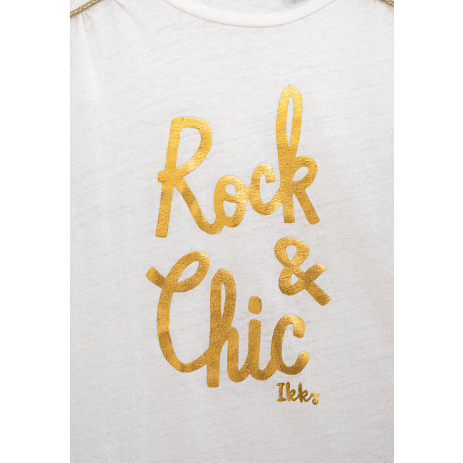 IKKS GIRLS’ OFF-WHITE T-SHIRT WITH GOLD SLOGAN