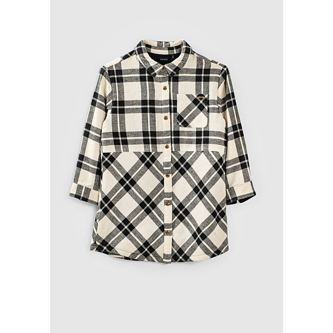 GIRLS' SAND MARL CHECK SHIRT DRESS 