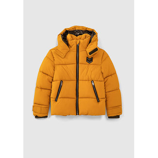 IKKS BOY’S OCHRE HOODED PADDED JACKET WITH ZIPPED POCKETS