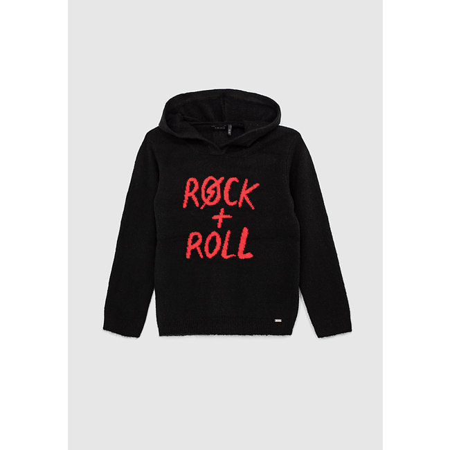 IKKS BOYS’ BLACK KNIT SWEATER WITH RED SLOGAN