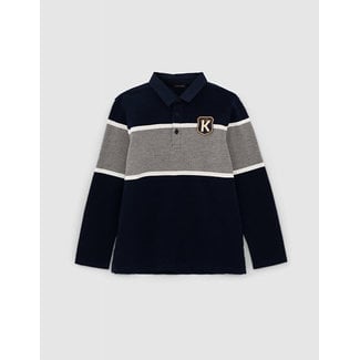 IKKS Boy's navy polo shirt with grey strip
