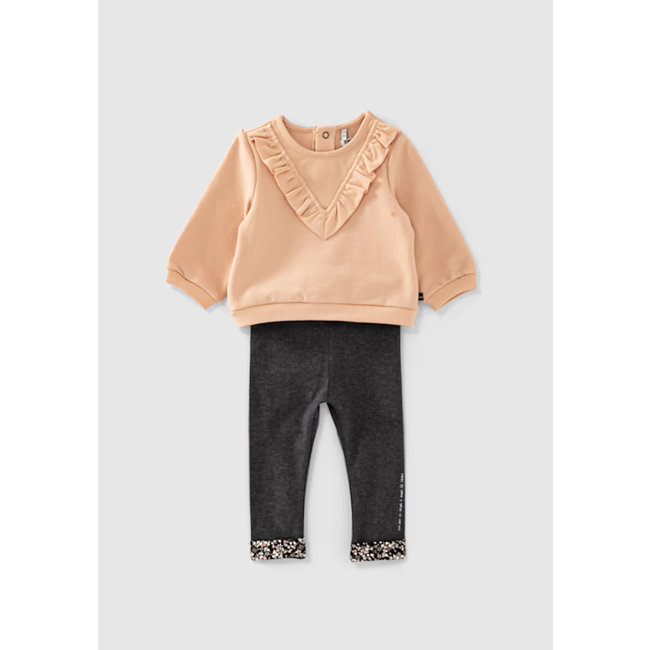 IKKS Baby girls’ powder pink sweatshirt & grey leggings outfit