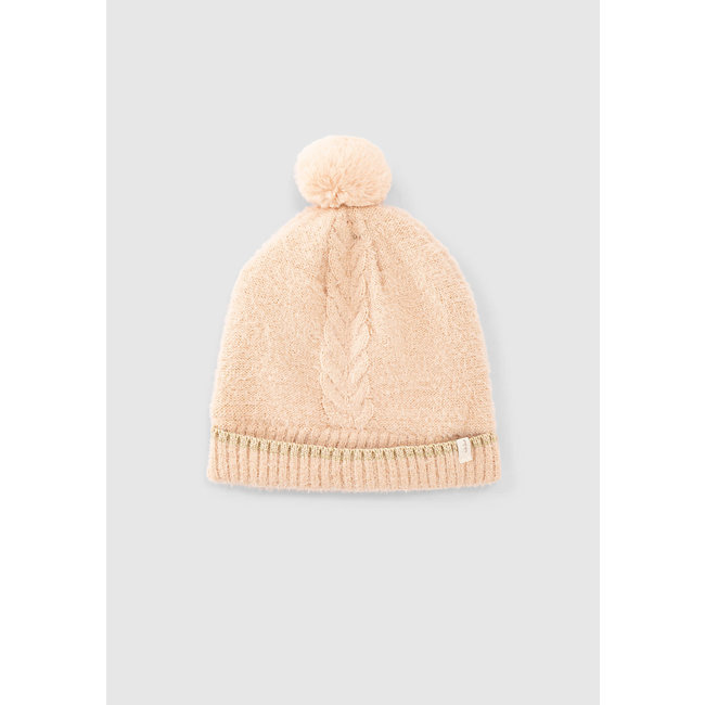 IKKS Baby girls’ powder pink lurex-edged knit beanie