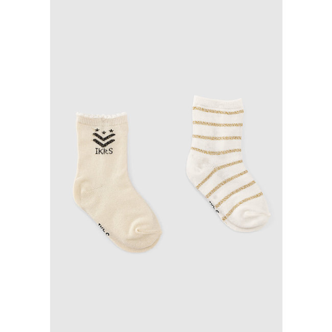 IKKS Baby girls' off-white lurex striped and ecru socks