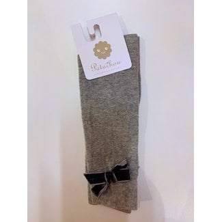 PATACHOU Basic Hosiery Grey Velour Bow Socks