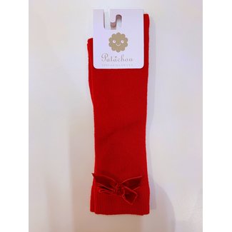 PATACHOU Basic Hosiery Red Velour Bow Socks