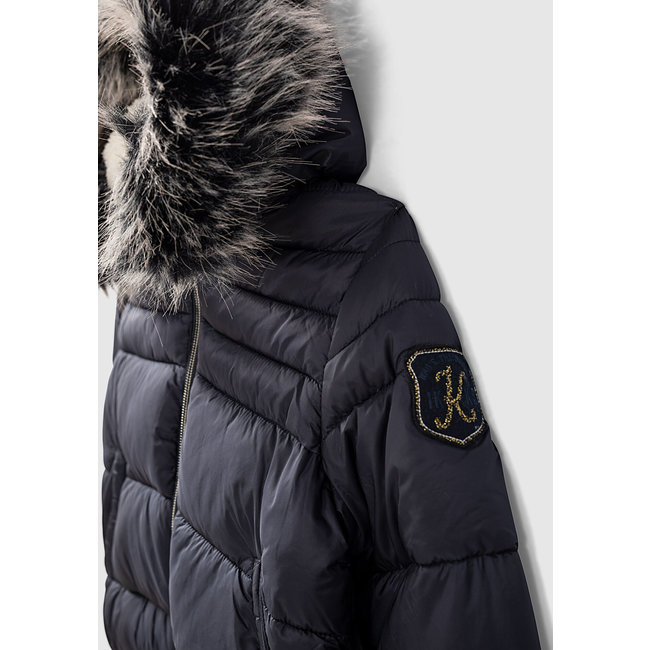 IKKS Girls navy blue down jacket with cap