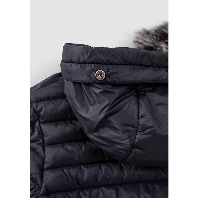 IKKS Girls navy blue down jacket with cap