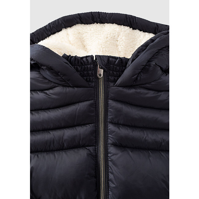 IKKS Girls navy blue down jacket with cap