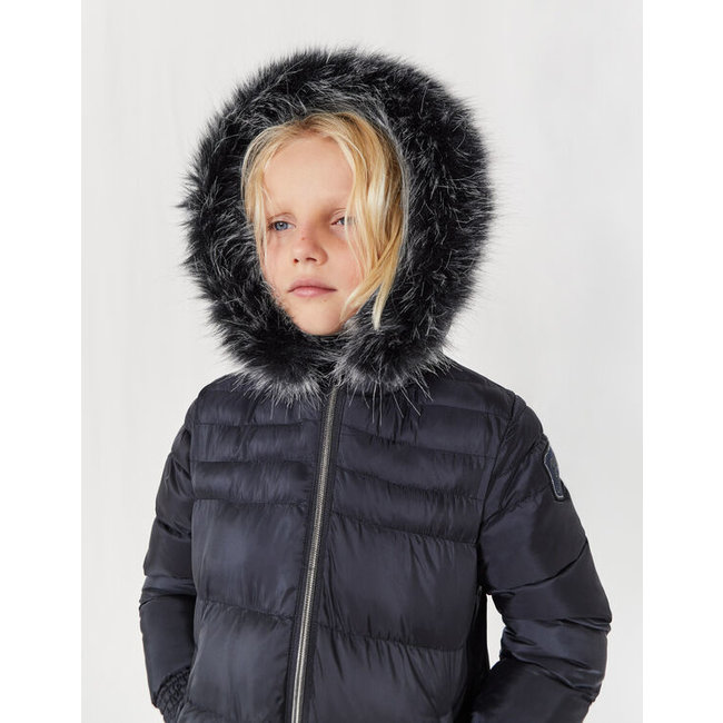 IKKS Girls navy blue down jacket with cap