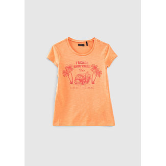 IKKS GIRLS’ APRICOT GLITTERY VAN LIFE IMAGE ORGANIC T-SHIRT