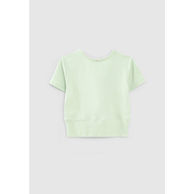 IKKS GIRLS’ MINT RIBBED CROPPED T-SHIRT WITH BOW