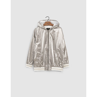 IKKS GIRLS' SILVER JACKET WITH CAP
