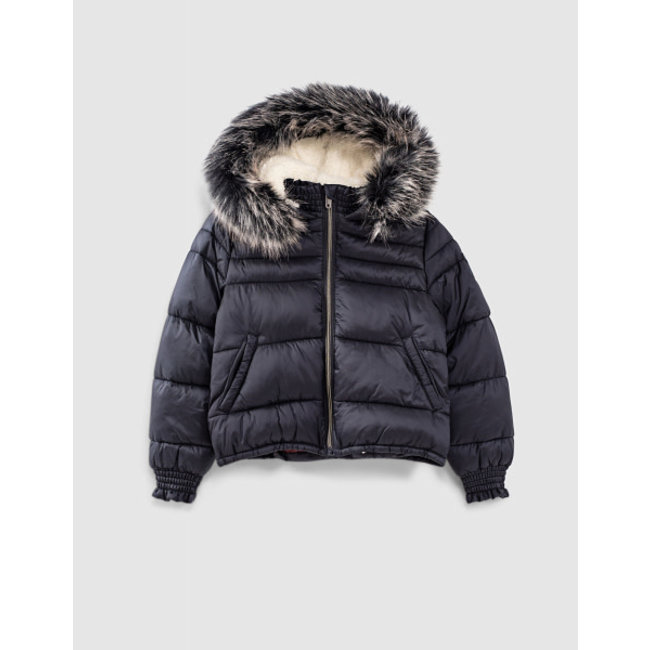 IKKS Girls navy blue down jacket with cap