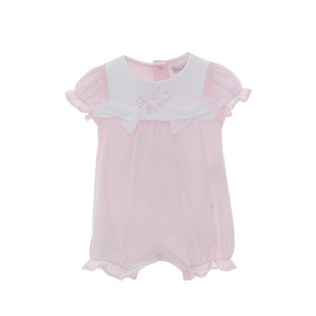 PATACHOU BABY GIRL PINK ROMPER WITH WHITE