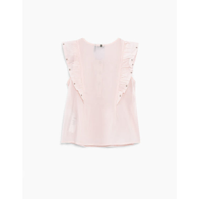 IKKS GIRLS’ LIGHT PINK BLOUSE WITH RUFFLES AND EMBROIDERY