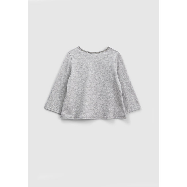 IKKS Girls’ mid-grey marl cat in sailor top graphic T-shirt