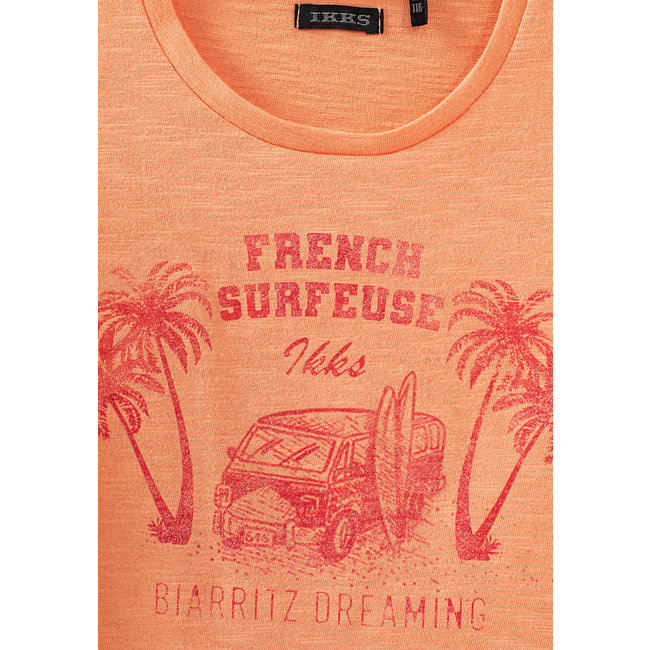 IKKS GIRLS’ APRICOT GLITTERY VAN LIFE IMAGE ORGANIC T-SHIRT