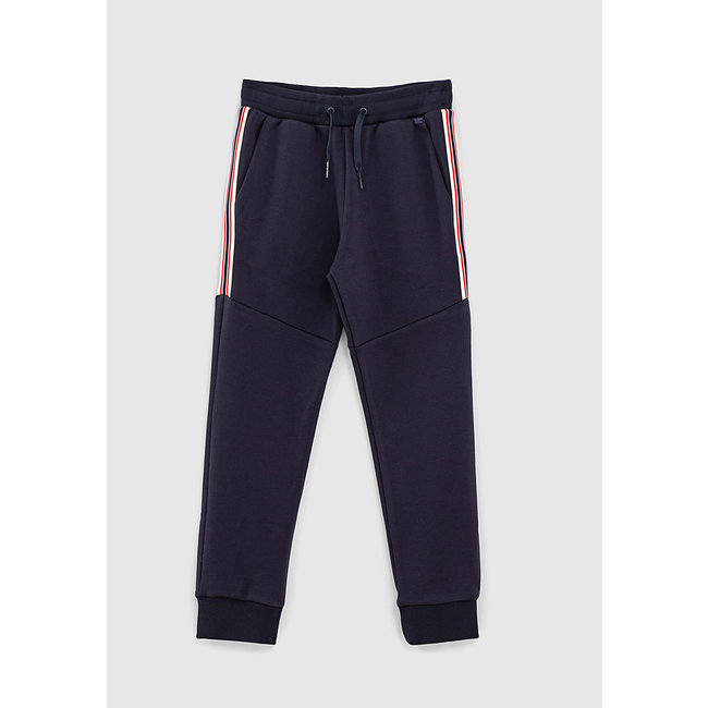 IKKS BOYS’ NAVY JOGGERS WITH STRIPED RIBBED BANDS
