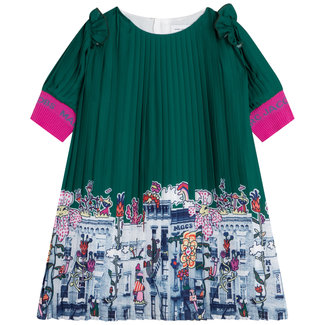 THE MARC JACOBS GIRLS GREEN PLEATED DRESS