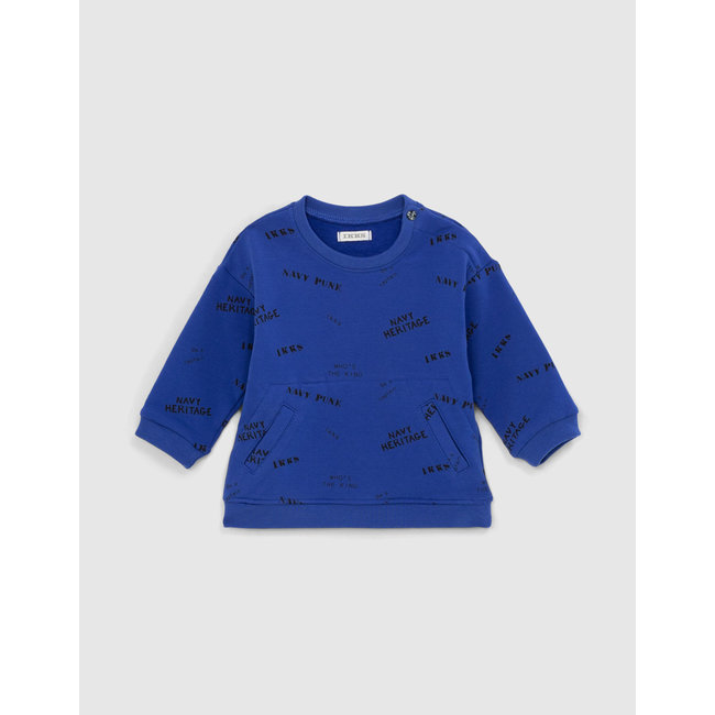 IKKS BABY BOYS’ BLUE SWEATSHIRT WITH STAMP PRINT