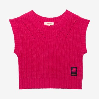 CATIMINI Girls' hot pink sleeveless knit sweater