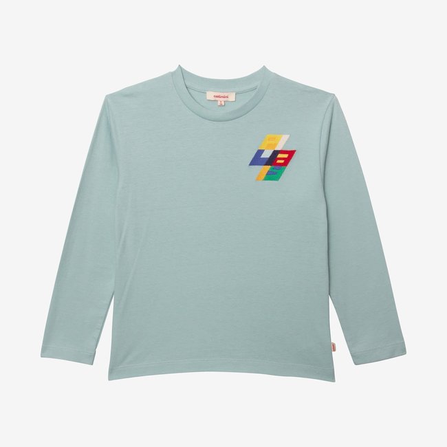 Boys' blue multicolor brushed fleece sweatshirt